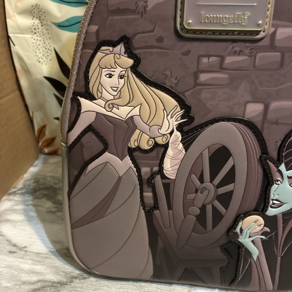 Loungefly Disney Sleeping Beauty & Maleficent Spinning Wheel Mini Backpack WT - Picture 3 of 12